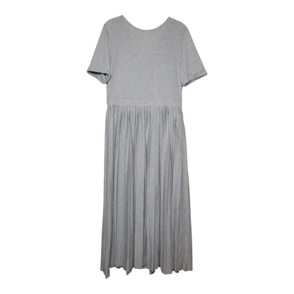 ASOS Dresses Asos Heathered Light Gray Low V Back Pleated Midi